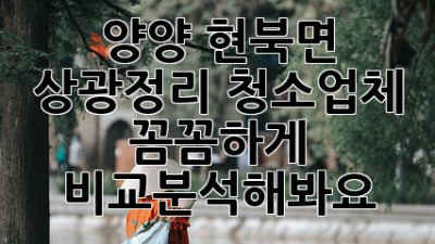 양양 현북면 상광정리 청소업체, 꼼꼼하게 비교분석해봐요!